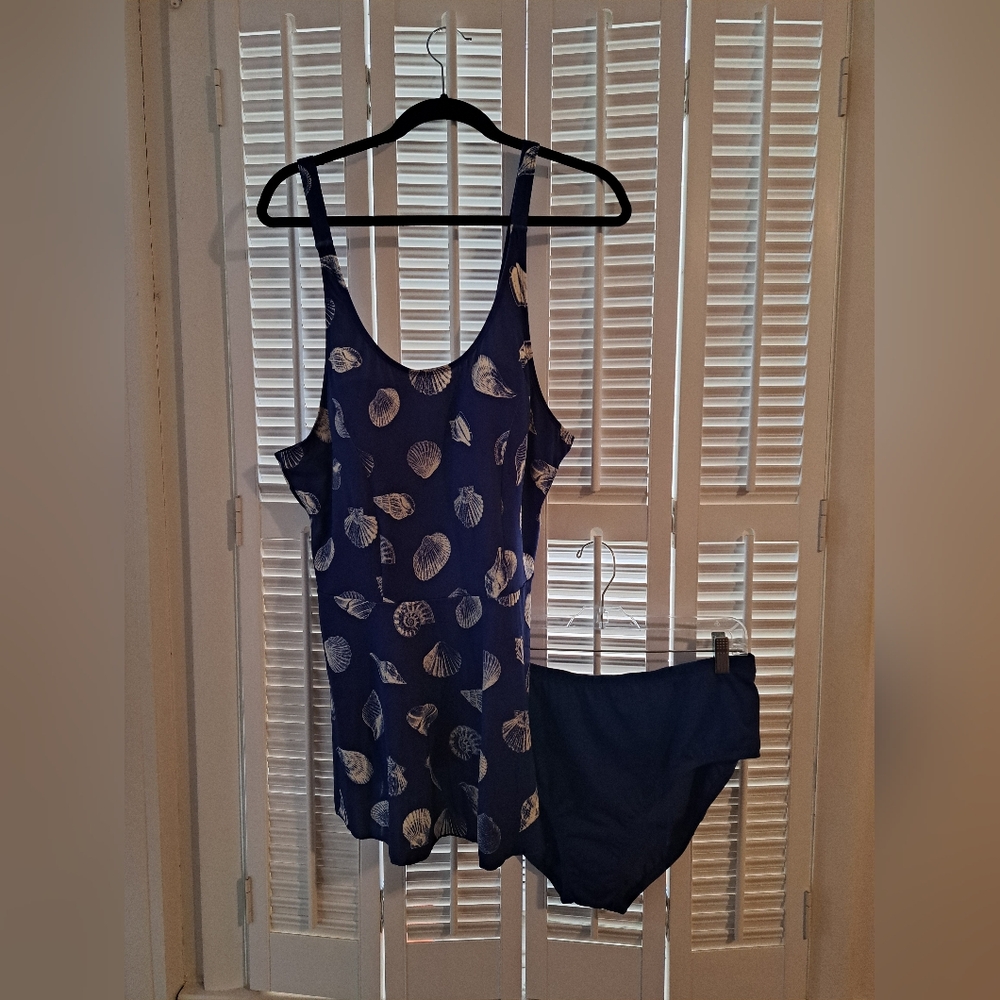 Blue Seashell Print Swimsuit